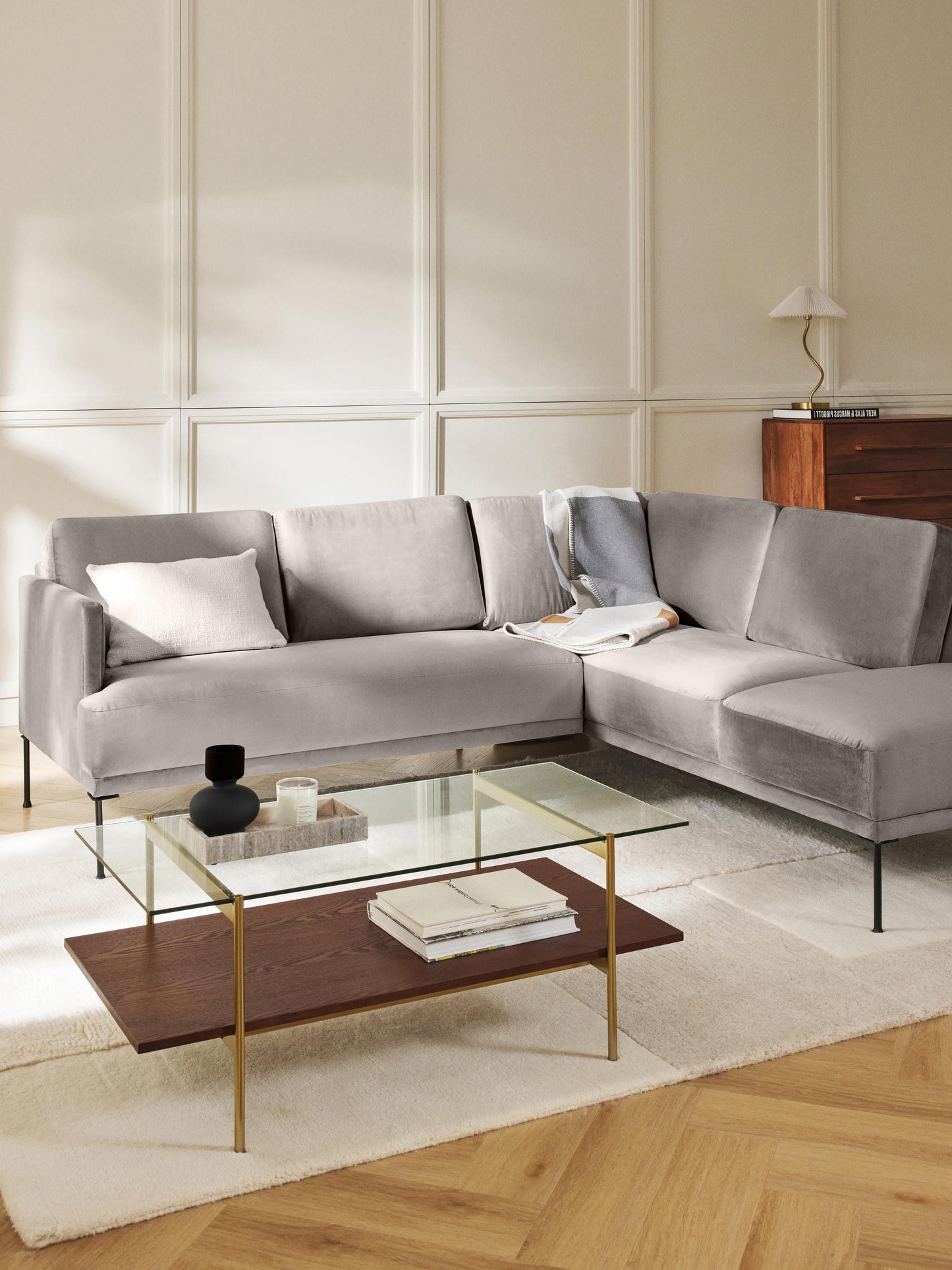 Fluente Velvet Corner Sofa