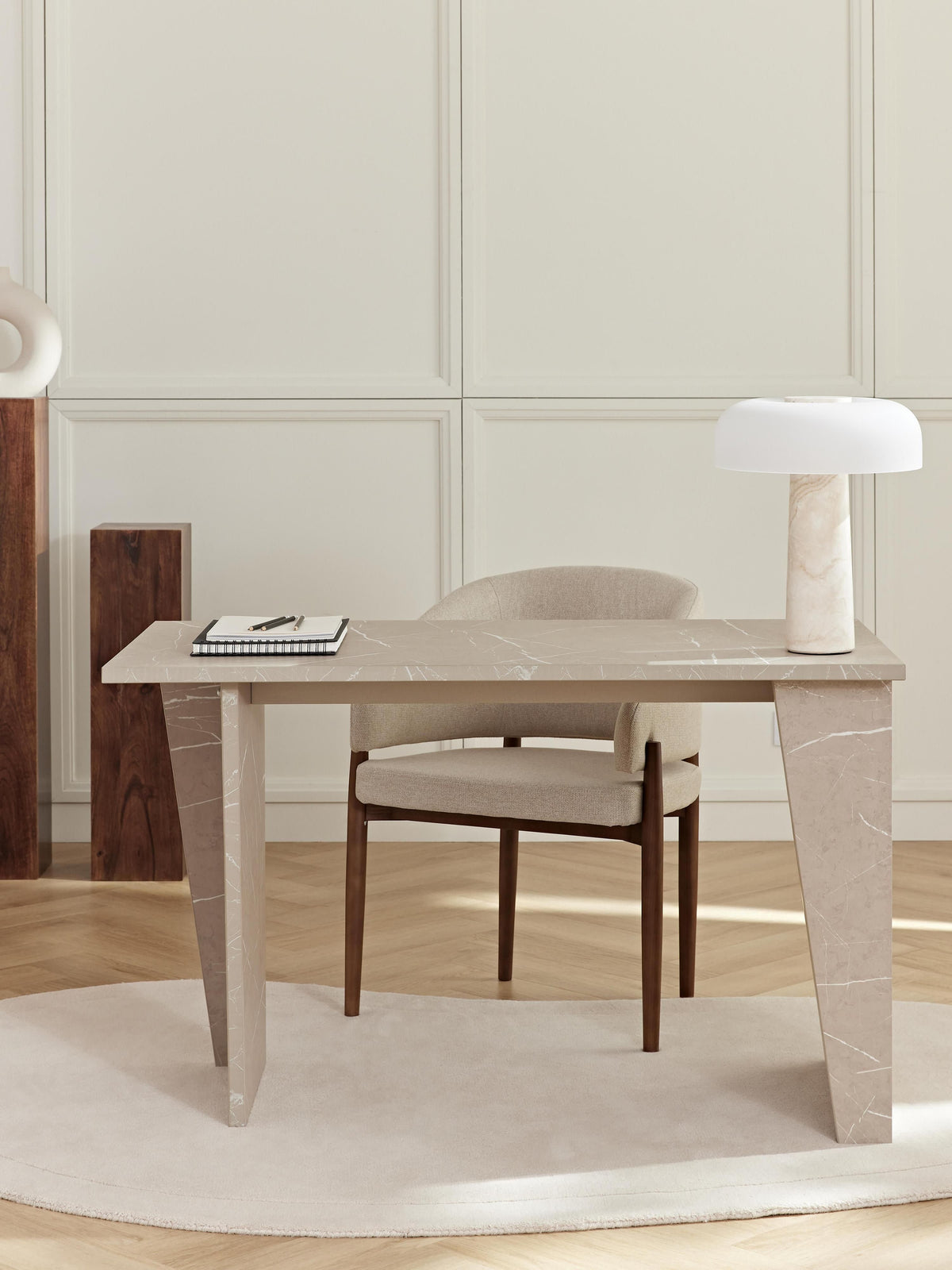 Liam Desk in Travertine Look