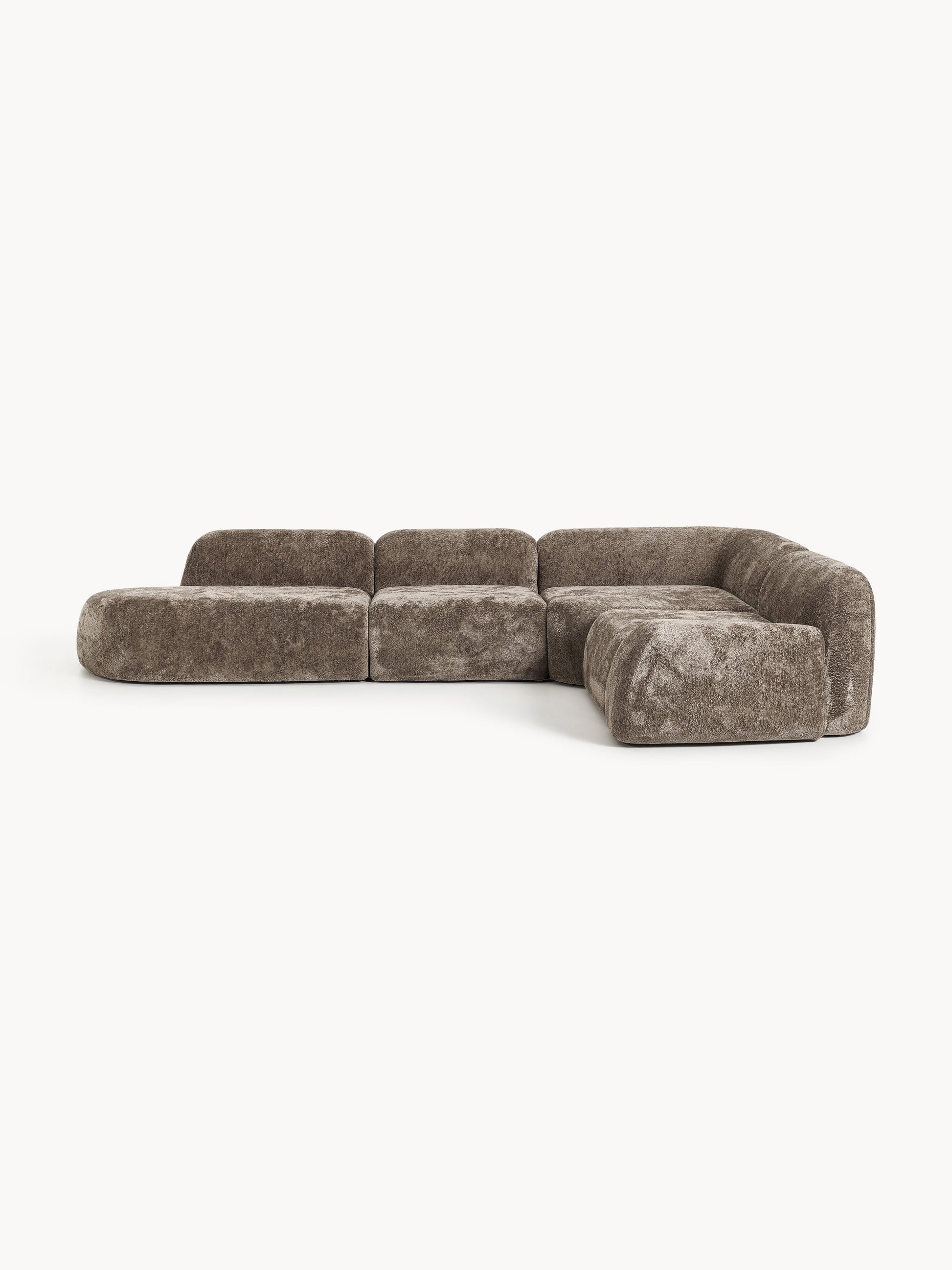 Wolke XL Modular Teddy Bouclé Corner Sofa with Chaise Longue