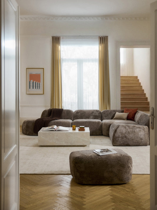 Wolke XL Modular Teddy Bouclé Corner Sofa with Chaise Longue