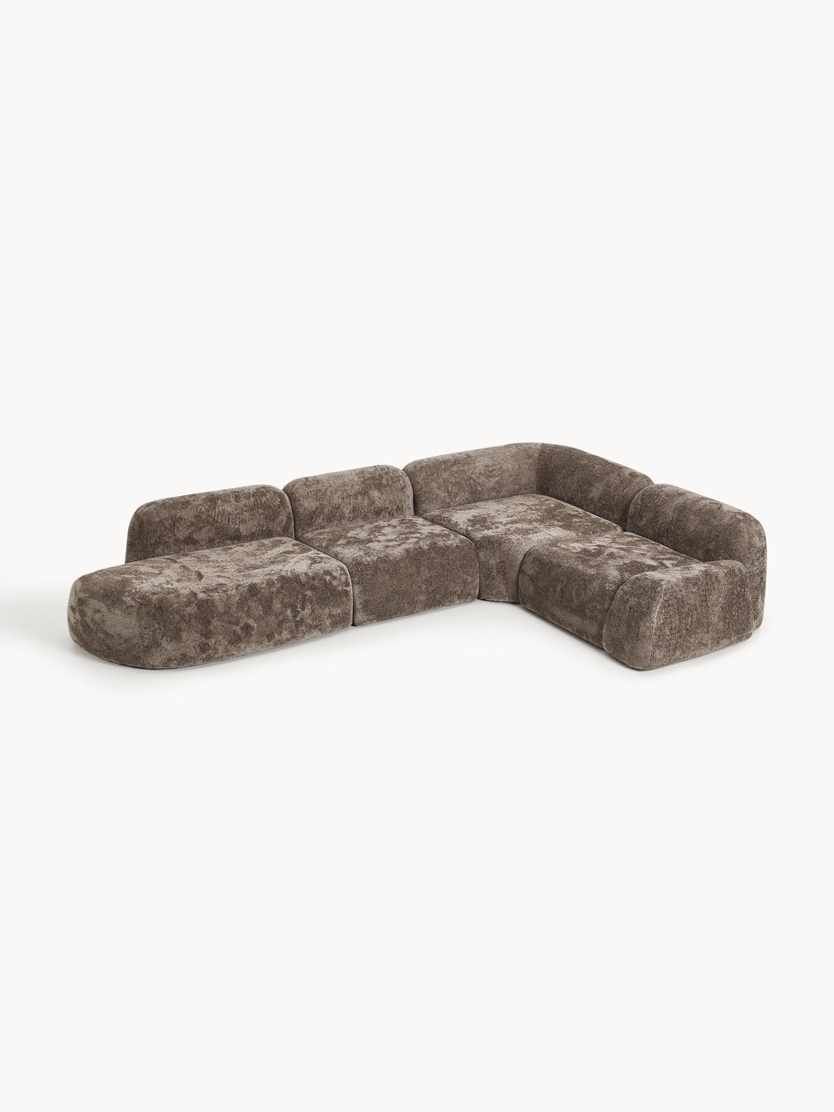 Wolke XL Modular Teddy Bouclé Corner Sofa with Chaise Longue