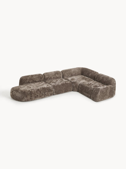 Wolke XL Modular Teddy Bouclé Corner Sofa with Chaise Longue