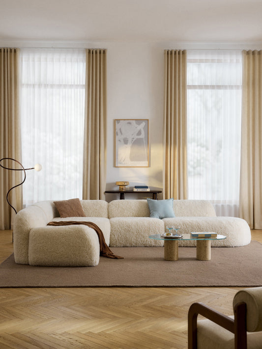 Wolke XL Modular Teddy Corner Sofa with Chaise Longue